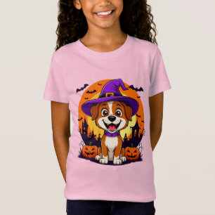 Heiteres Hund verkleidet als Hexe Halloween T-Shirt