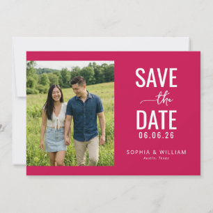 Heiteres Magenta Minimalistisches Foto Save The Date