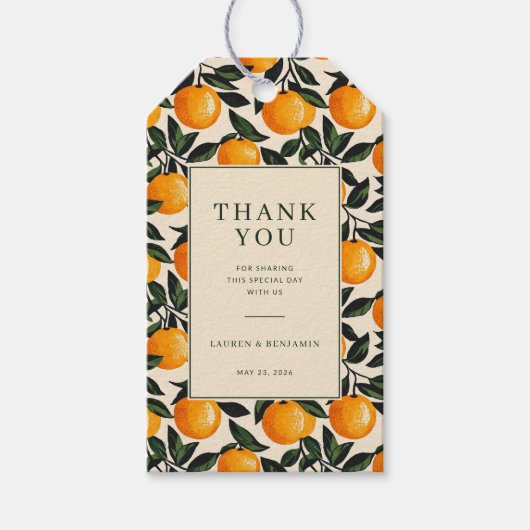 Heiteres Orange Zitrone Geschenkanhänger (Vorderseite)