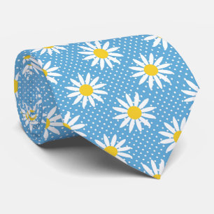 Heiteres Puderblau Retro-Margeriten-Blumen-Polka-P Krawatte