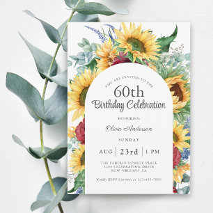 Heiteres Sonnenblumen Botanische 60. Geburtstagspa Einladung