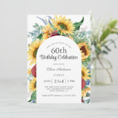 Heiteres Sonnenblumen Botanische 60. Geburtstagspa Einladung (Stehend Vorderseite)