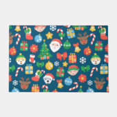 Heiteres Weihnachtsmuster auf blau Fußmatte (Vorderseite)