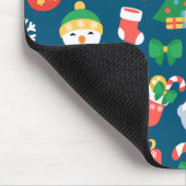 Heiteres Weihnachtsmuster auf blau Mousepad (Ecke)
