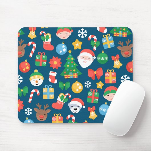 Heiteres Weihnachtsmuster auf blau Mousepad (Mit Mouse)