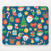 Heiteres Weihnachtsmuster auf blau Mousepad (Vorne)