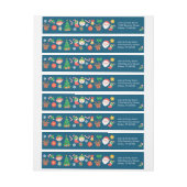 Heiteres Weihnachtsmuster auf blau Rundum-Adressaufkleber (Bogen)