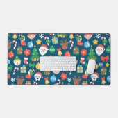 Heiteres Weihnachtsmuster auf blau Schreibtischunterlage (Tastatur & Maus)