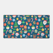 Heiteres Weihnachtsmuster auf blau Schreibtischunterlage (Vorderseite)