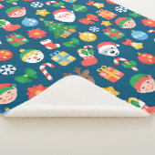 Heiteres Weihnachtsmuster auf blau Sherpadecke (3/4)