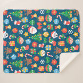 Heiteres Weihnachtsmuster auf blau Sherpadecke (Vorderseite (Horizontal))