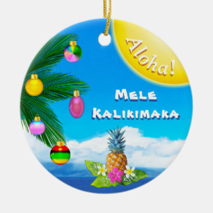 Heitre Mele Kalikimaka Verzierungen, 2 mit Seiten Keramikornament