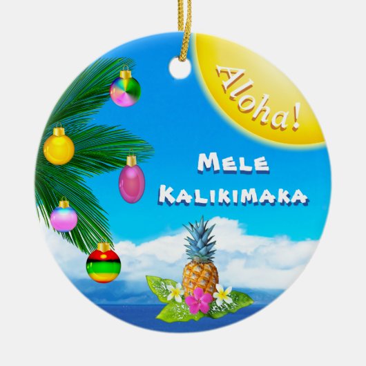 Heitre Mele Kalikimaka Verzierungen, 2 mit Seiten Keramikornament (Vorne)