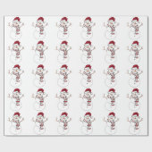 Heitres rotes und weißes Schneemann-Packpapier Geschenkpapier (Flach)