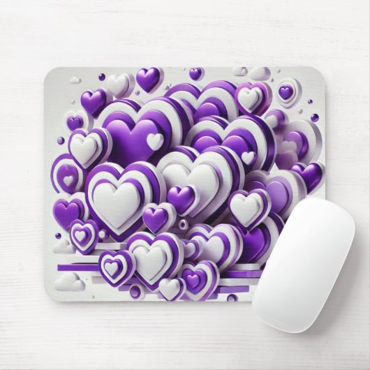 HEIZEN AUS LILA UND WEISSEN VALENTINSTAGEN MOUSEPAD (Mit Mouse)
