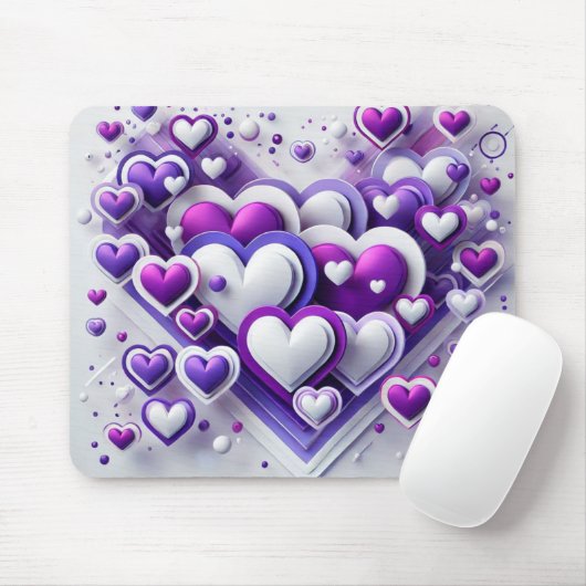 HEIZEN AUS LILA UND WEISSEN VALENTINSTAGEN MOUSEPAD (Mit Mouse)