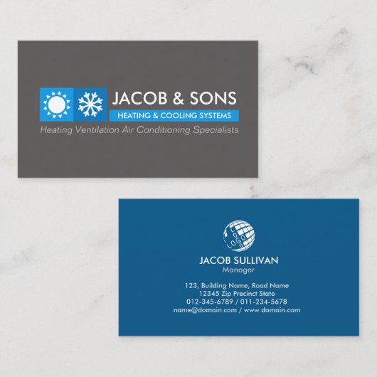 Heizlüftung Klimatisierung Kühlung Visitenkarte (Vorne/Hinten)