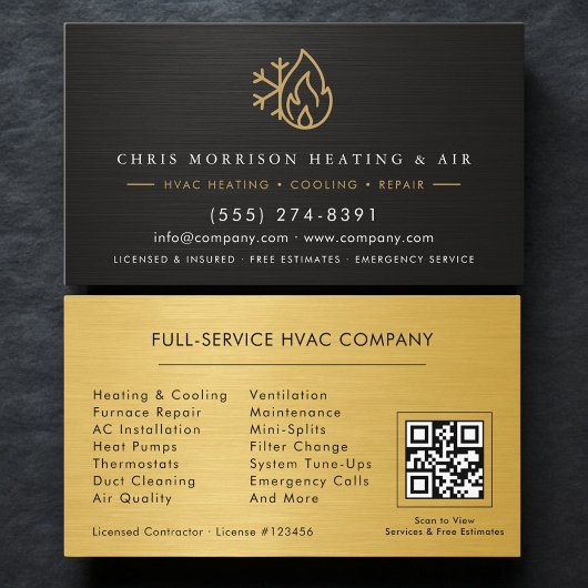 Heizung Kälte Service-Techniker QR-Code Visitenkarte
