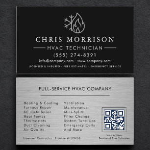 Heizung & Kühlung HVAC QR-Code Schwarz Visitenkarte