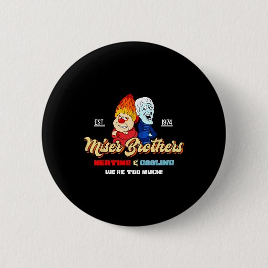 Heizung und Kühlung Brüder Weihnachten Retro Button (Vorderseite)