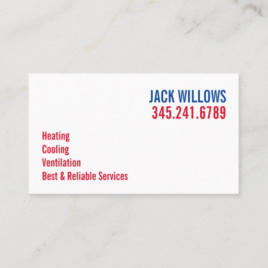 Heizung und Kühlung , Klimaanlage HVAC-Geschäft Visitenkarte (Rückseite)