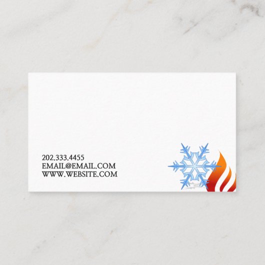 Heizung und Kühlung, Klimaanlage HVAC Visitenkarte (Rückseite)