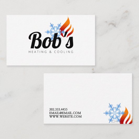 Heizung und Kühlung, Klimaanlage HVAC Visitenkarte (Vorne/Hinten)