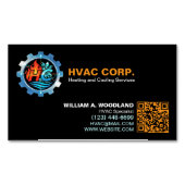 Heizung und Kühlung (Logo & Qr Code) Schwarz HVAC Magnetische Visitenkarte (Vorderseite)
