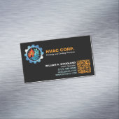 Heizung und Kühlung (Logo & Qr Code) Schwarz HVAC Magnetische Visitenkarte (Beispiel)