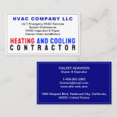 Heizungs- und Kühlunternehmen Visitenkarte (Vorne/Hinten)