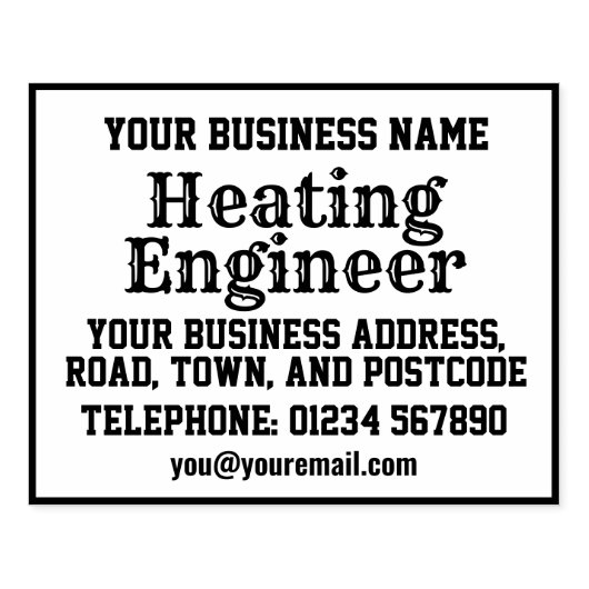 Heizungstechniker mit Name, Anschrift usw. Gummistempel (Prägung)