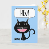 Hej! Hallo Karte auf Schwedisch, Schwarze Katze mi (Gelbe Blume)