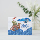 Hej! (Hallo) Schwedische Wikingerpostkarte Postkarte (Stehend Vorderseite)