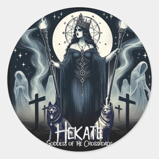 Hekate Goddess of the Crossroads Ghosted Spirits Runder Aufkleber (Vorderseite)