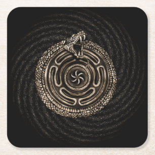 Hektatrad mit Uroboros Rechteckiger Pappuntersetzer