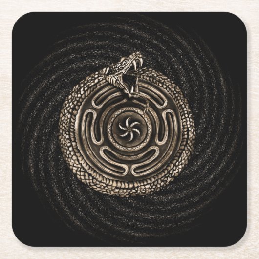 Hektatrad mit Uroboros Rechteckiger Pappuntersetzer (Vorderseite)