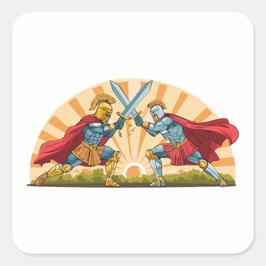Hektor und Achilles Quadratischer Aufkleber (Vorderseite)