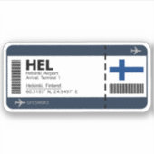 HEL Helsinki, Finnland Boarding Pass Aufkleber (Vorderseite)