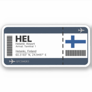 HEL Helsinki, Finnland Boarding Pass Aufkleber