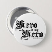 Held ist mein Held-Schwarz-Text-angemessenes Button (Vorne & Hinten)