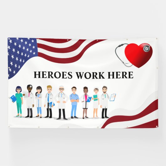 Helden arbeiten hier im Hospital Icon Text Big Banner (Horizontal)