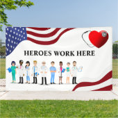 Helden arbeiten hier im Hospital Icon Text Big Banner (Außenbereich)