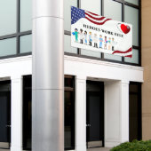 Helden arbeiten hier im Hospital Icon Text Big Banner (Äußeres Gebäude)