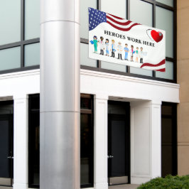 Helden arbeiten hier im Hospital Icon Text Big Banner