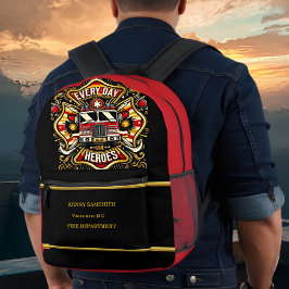 Helden des Alltags Feuerwehrwagen Bedruckter Rucksack
