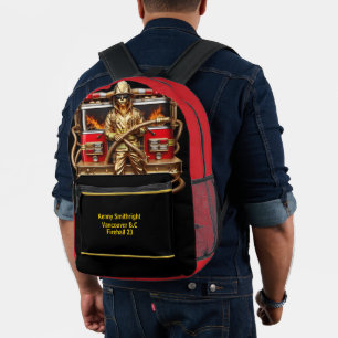 Helden des Alltags Goldener Feuerwehrmann Bedruckter Rucksack