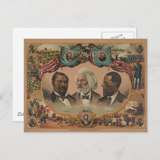 Helden des farbigen Rennens 1881 Frederick Douglas Postkarte (Vorne/Hinten)