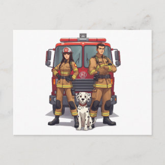 Helden-Feuerwehr-Duo und Dalmatiner-Postkarte Postkarte