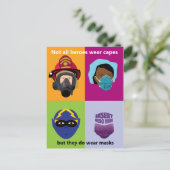 Helden tragen Masken Einfüge Helden hier Postkarte (Stehend Vorderseite)