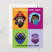 Helden tragen Masken Einfüge Helden hier Postkarte (Vorne/Hinten)